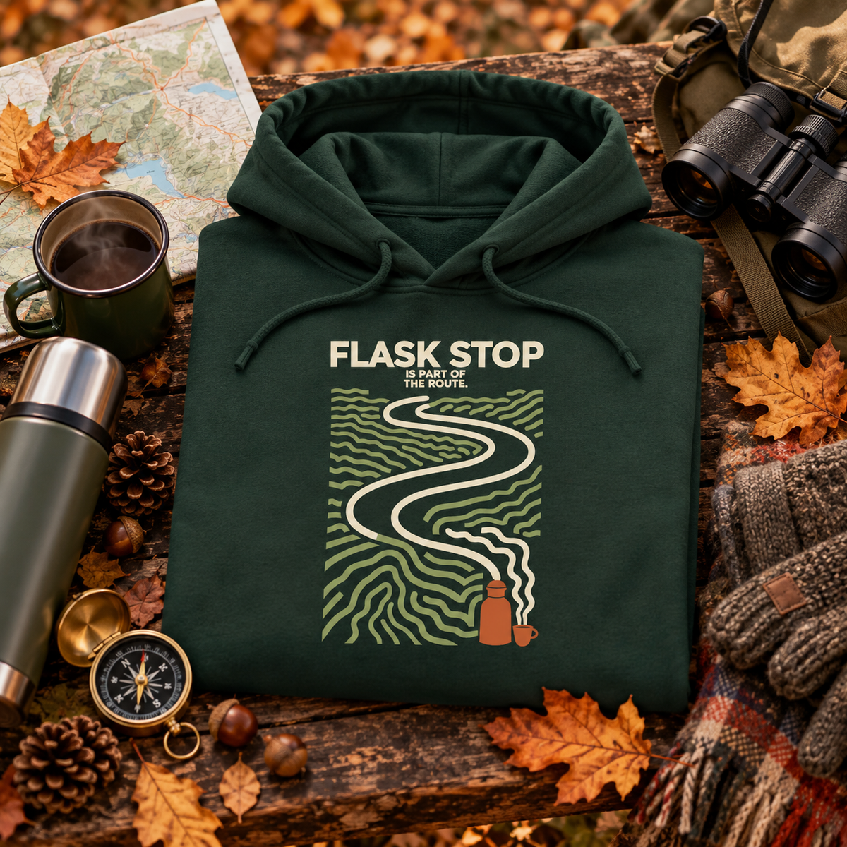 Flask Stop Is Part of the Route - Hiking Hoodie